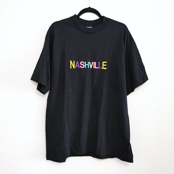 Sof Tee Other - Nashville Vintage 90s Single Stitch T Shirt Men's Size XL Black Cotton Crew Neck